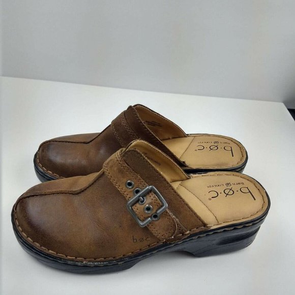 Boc Born Concept Brown Buckle Slip On Clogs Mules Shoes 7/38 M/W - Picture 2 of 9